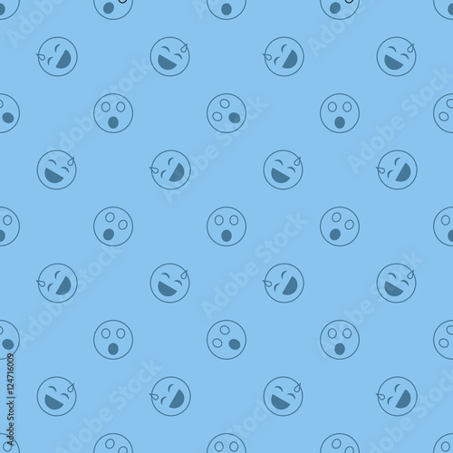 Emoticon seamless pattern in color background.