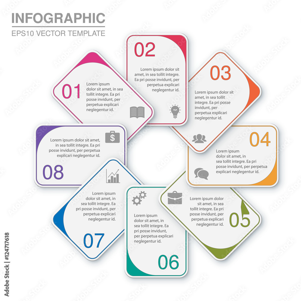 Vector infographic template, circular diagram, 8 options Vector infographic template, circular diagram, 8 options