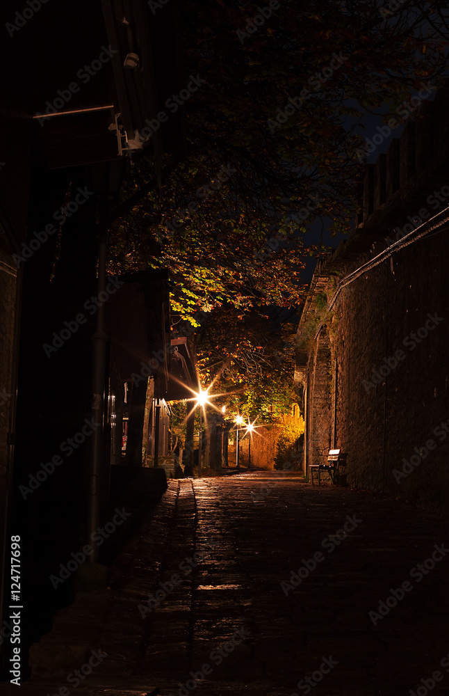 Night alley of the old town.