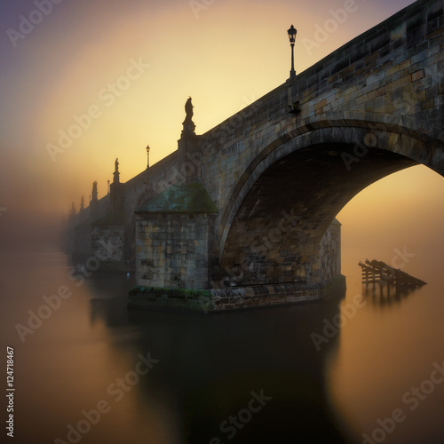 Fotografie, Tablou Charles Bridge during sunrise, Prague, Czech republic