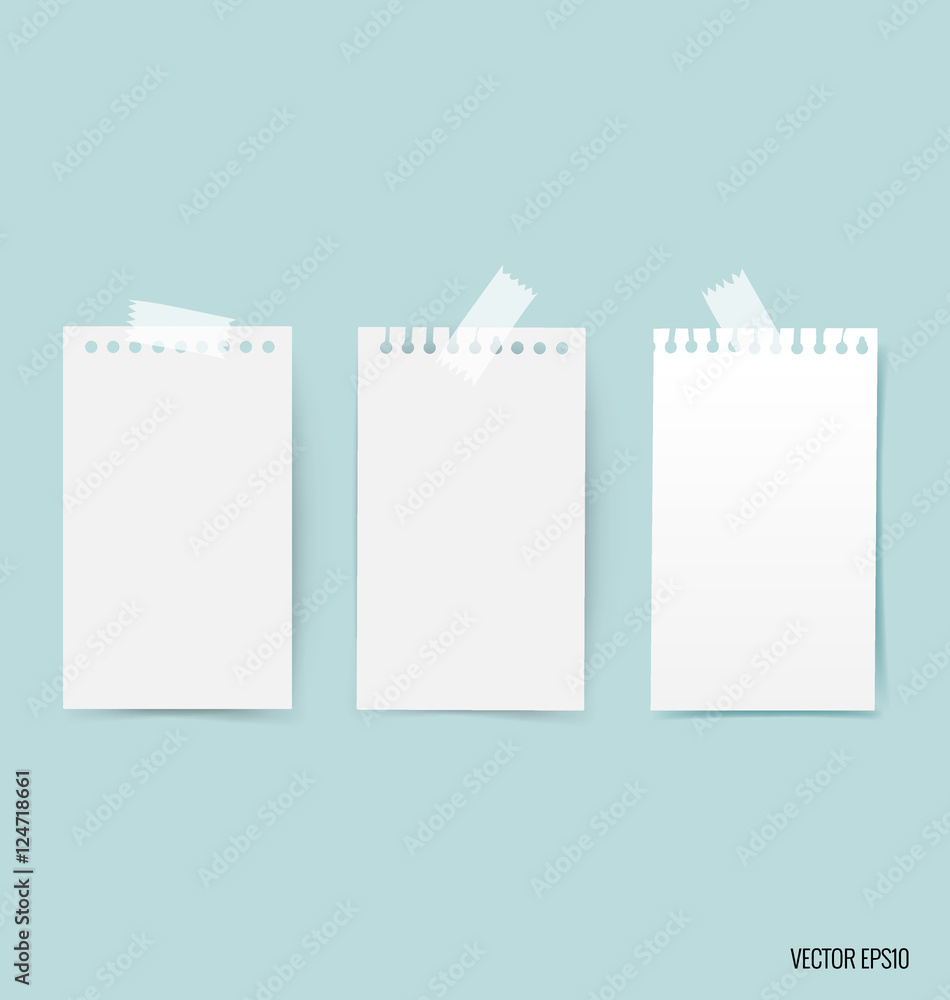 Blank white note papers, ready for your message. Vector illustra Blank white note papers, ready for your message. Vector illustra
