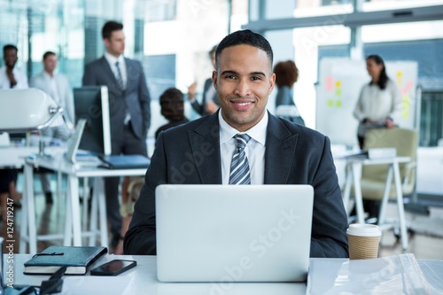 Businessman working on laptop in the office