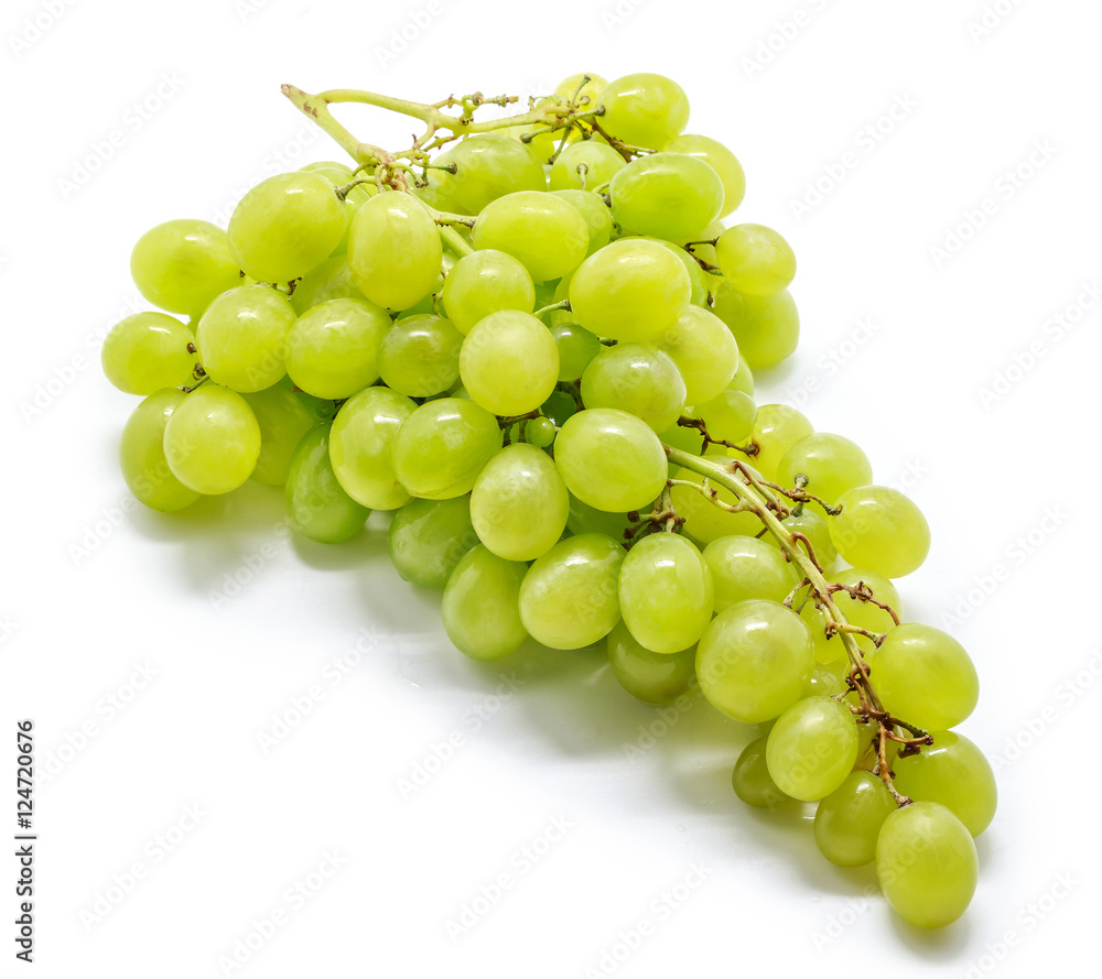 Green grapes isolated on the white background