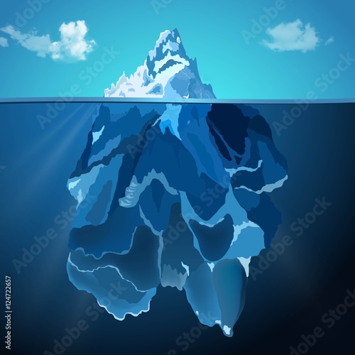 Iceberg in water photo realistic vector background