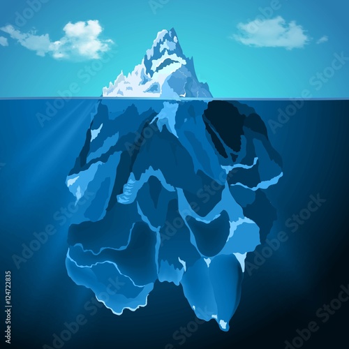 Iceberg in water photo realistic vector background