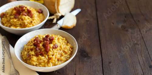 Risotto with a pumpkin and bacon