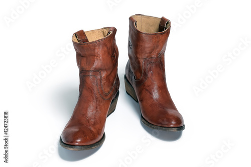 Pair of brown leather cowboy boots