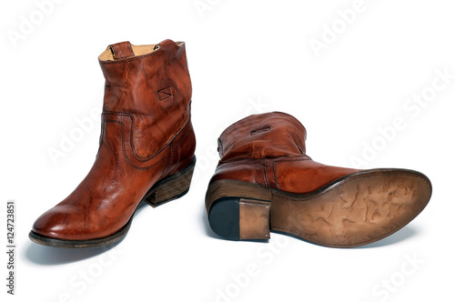 Pair of brown leather cowboy boots