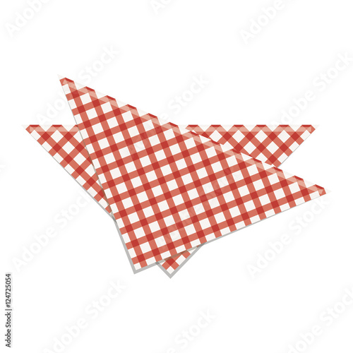 picnic napkin kitchen utensil over white background. vector illustration