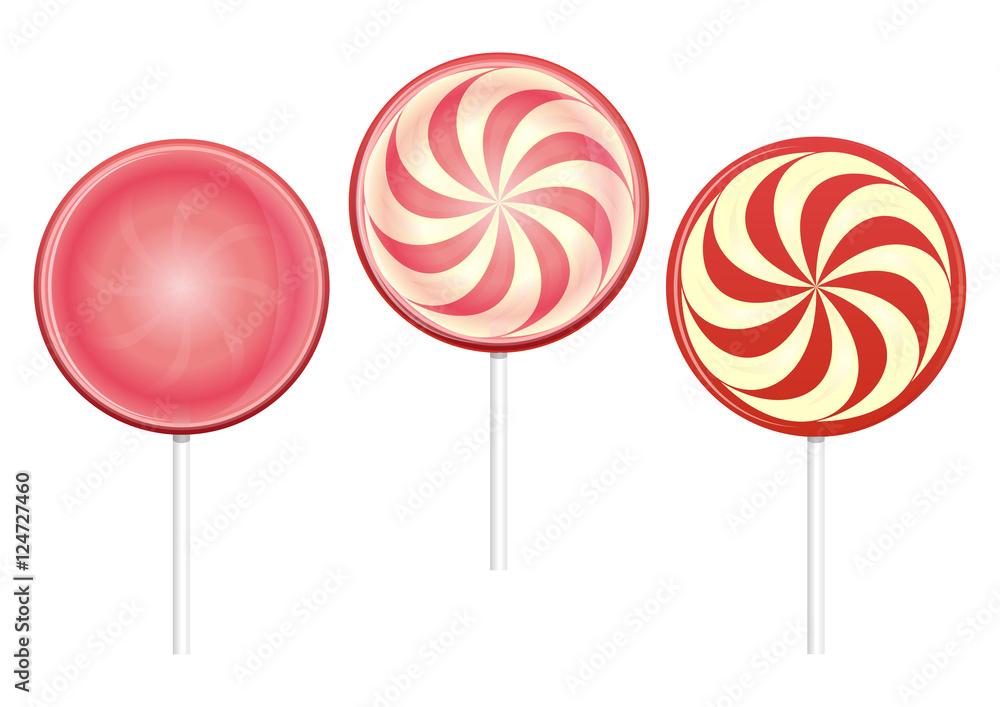 Closeup lollipops, candy. Illustration isolated on white background Closeup lollipops, candy. Illustration isolated on white background