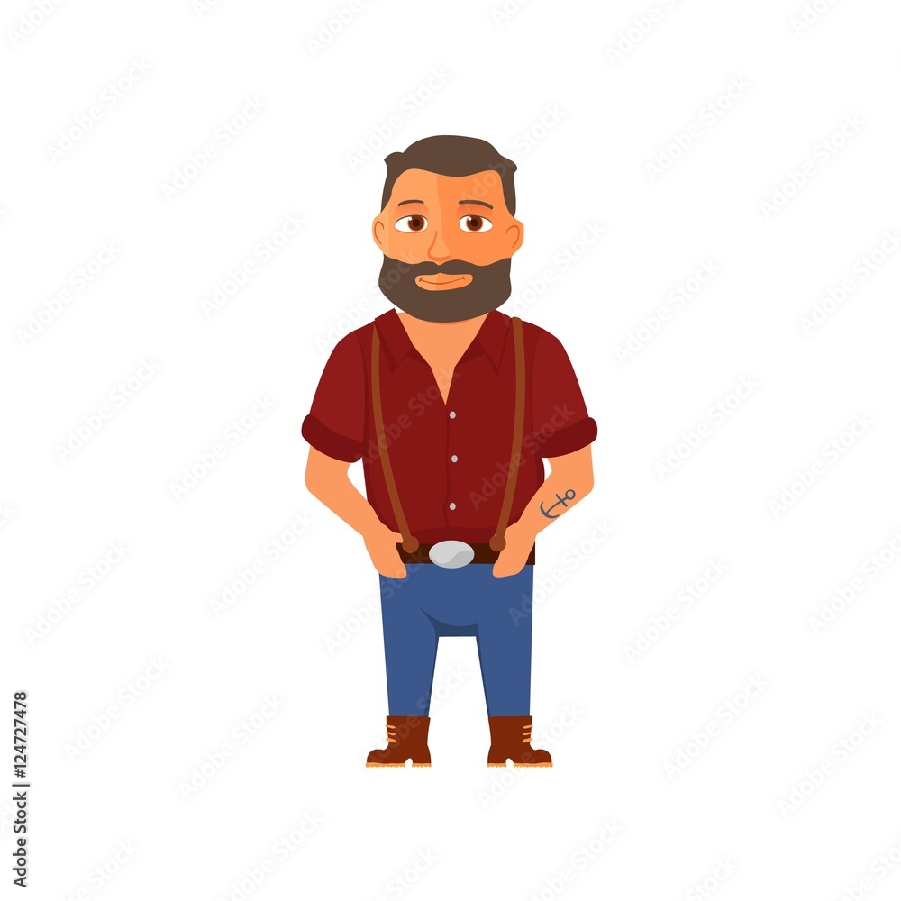 Cartoon hipster character with beard. Vector Cartoon hipster character with beard. Vector