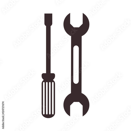 wrench and screwdriver repair tools icon over white background. vector illustration
