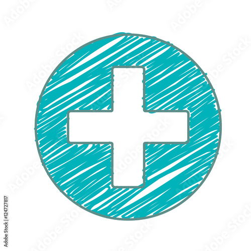 plus icon over circle shape and white background. vector illustration