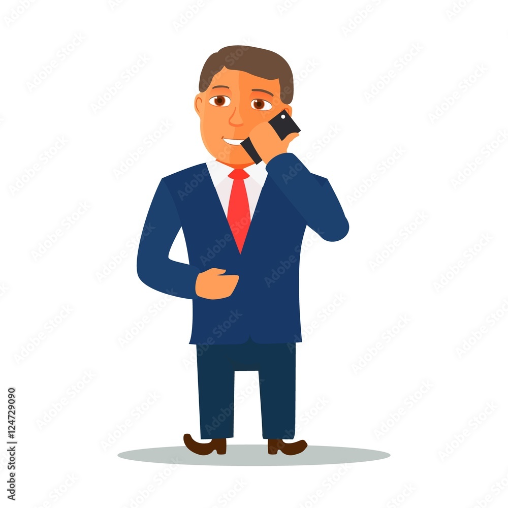 Businessman Cartoon Character in Blue Suit. Vector Businessman Cartoon Character in Blue Suit. Vector