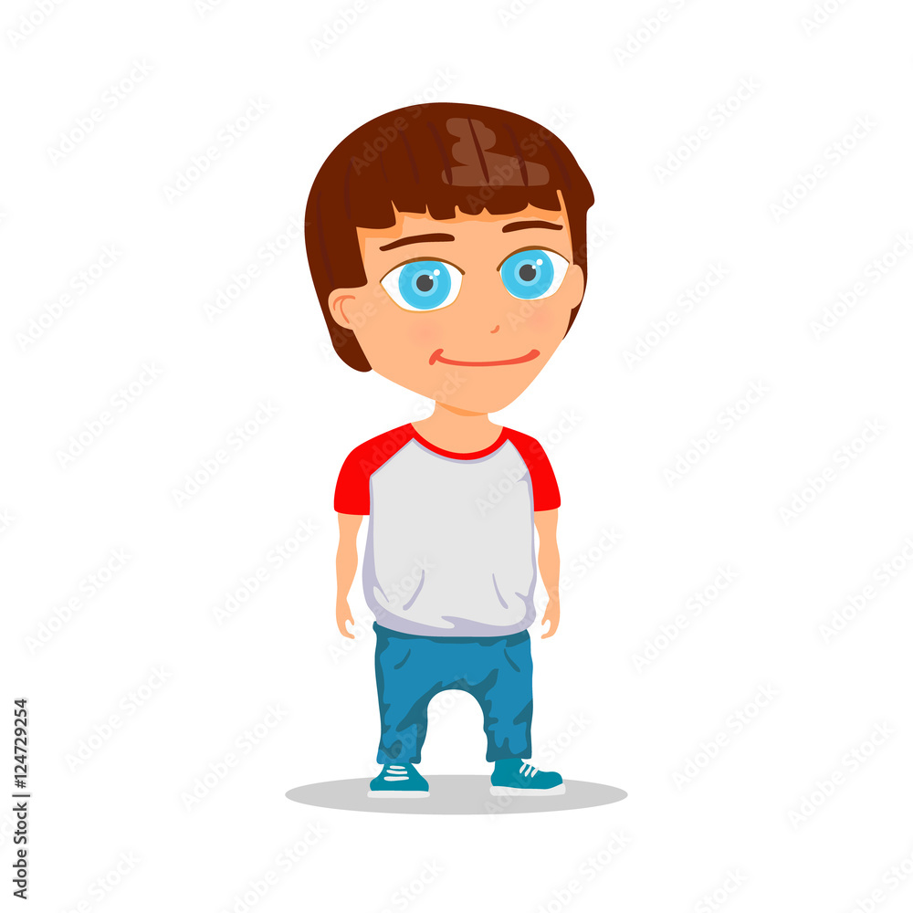 Cartoon Boy Character isolated on white background. Vector