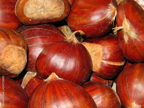 Full frame shot of of brown chestnuts