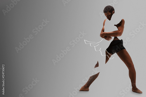 The art and abstract image of couple  ballet dancers over gray background
