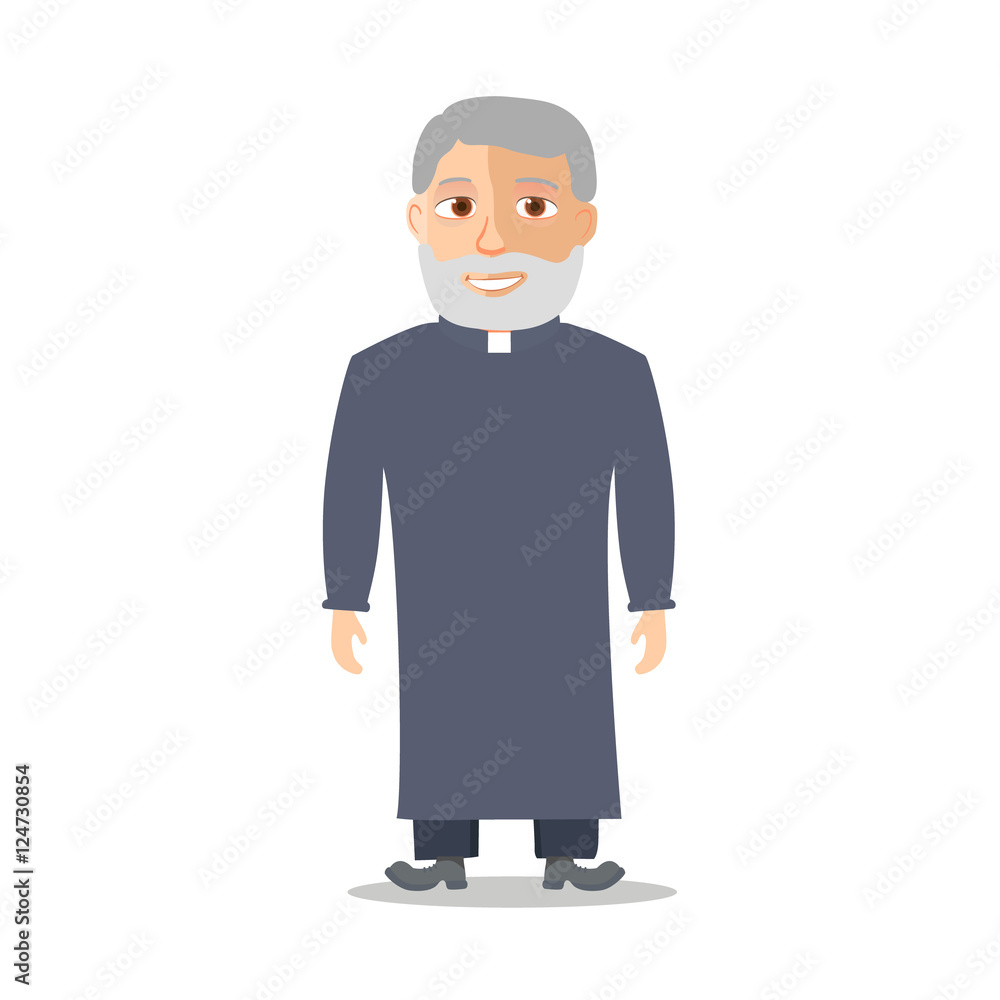 Cartoon Character Old man like a priest. Vector Cartoon Character Old man like a priest. Vector