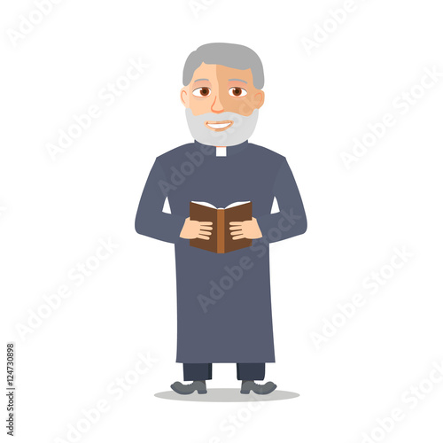 Cartoon Character Old man like a priest. Vector