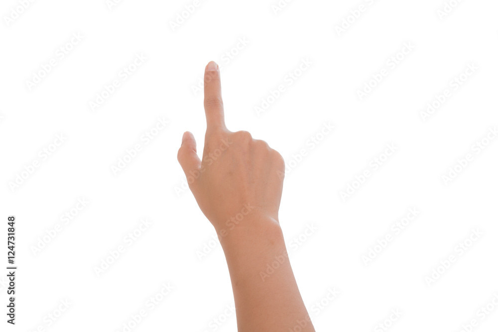 isolated female hand touching or pointing to something isolated female hand touching or pointing to something
