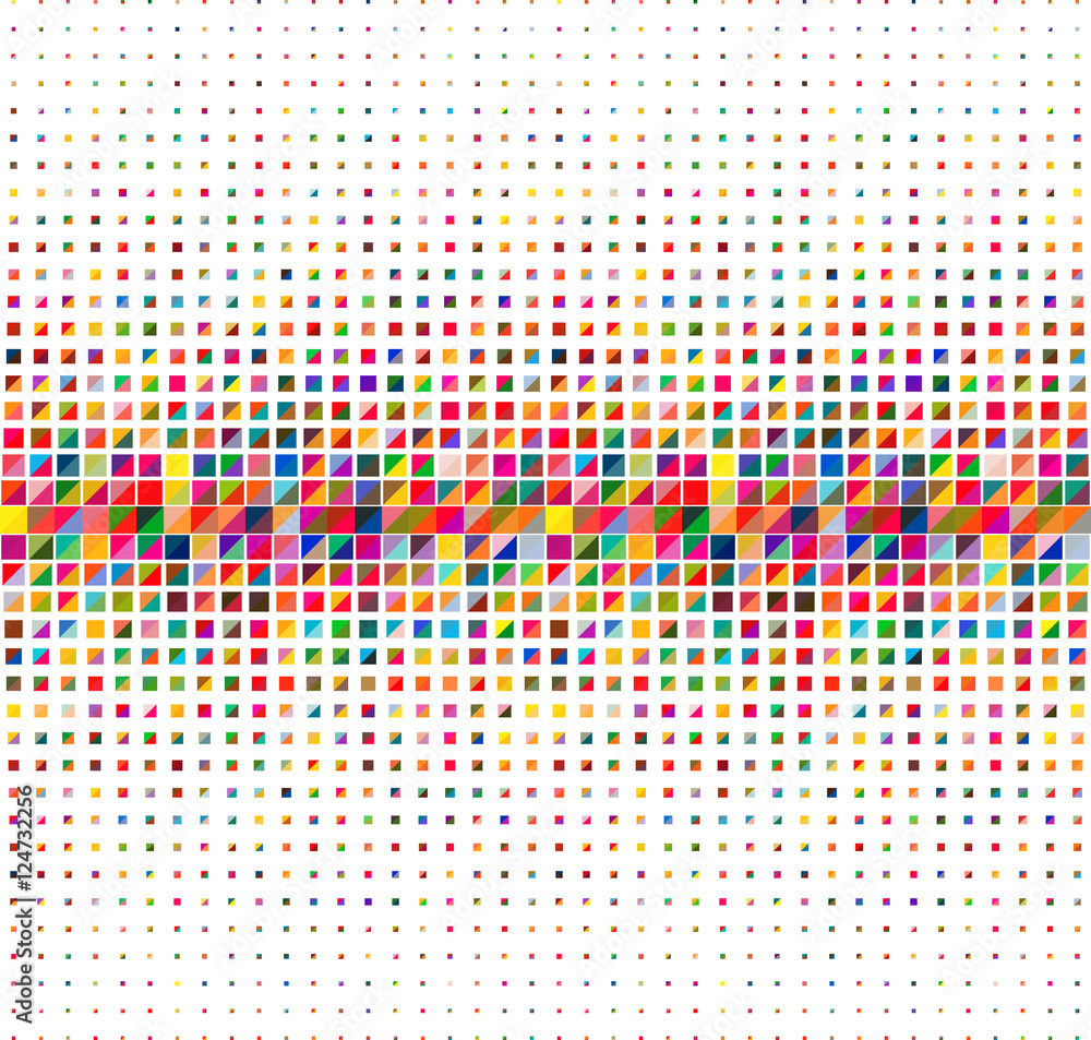 Obraz premium Colorful halftone background, geometric square and triangle shapes.