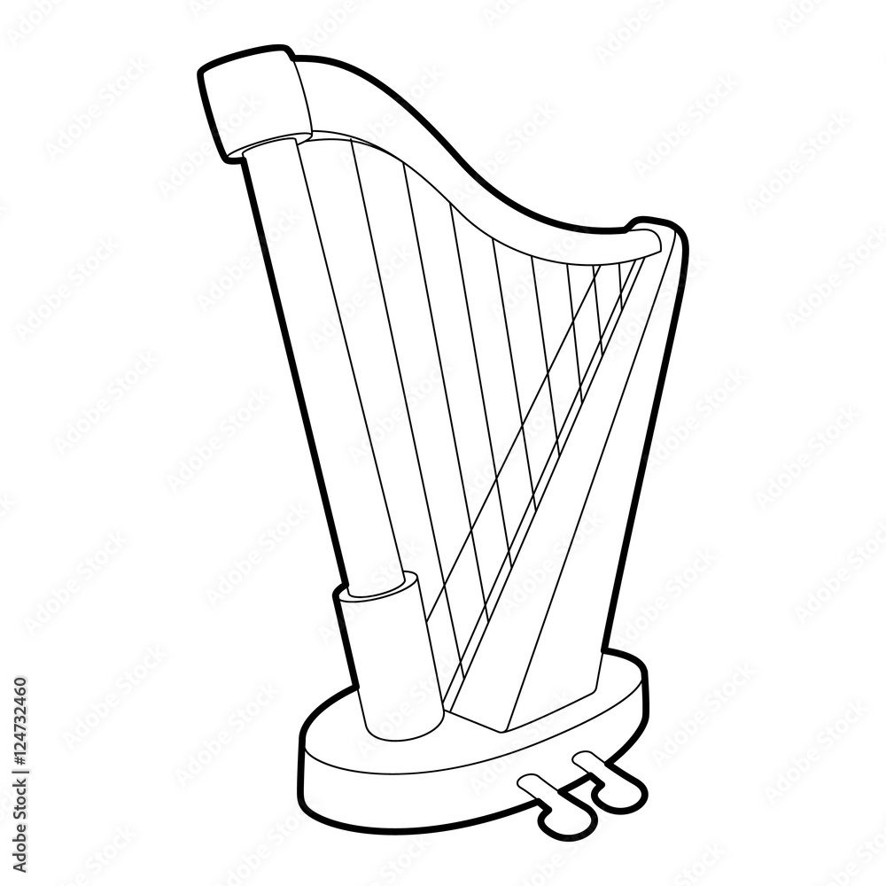 Obraz premium Harp icon. Outline isometric illustration of harp vector icon for web