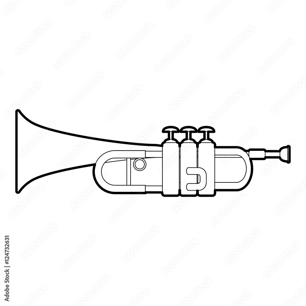 Trumpet icon. Outline illustration of trumpet vector icon for web