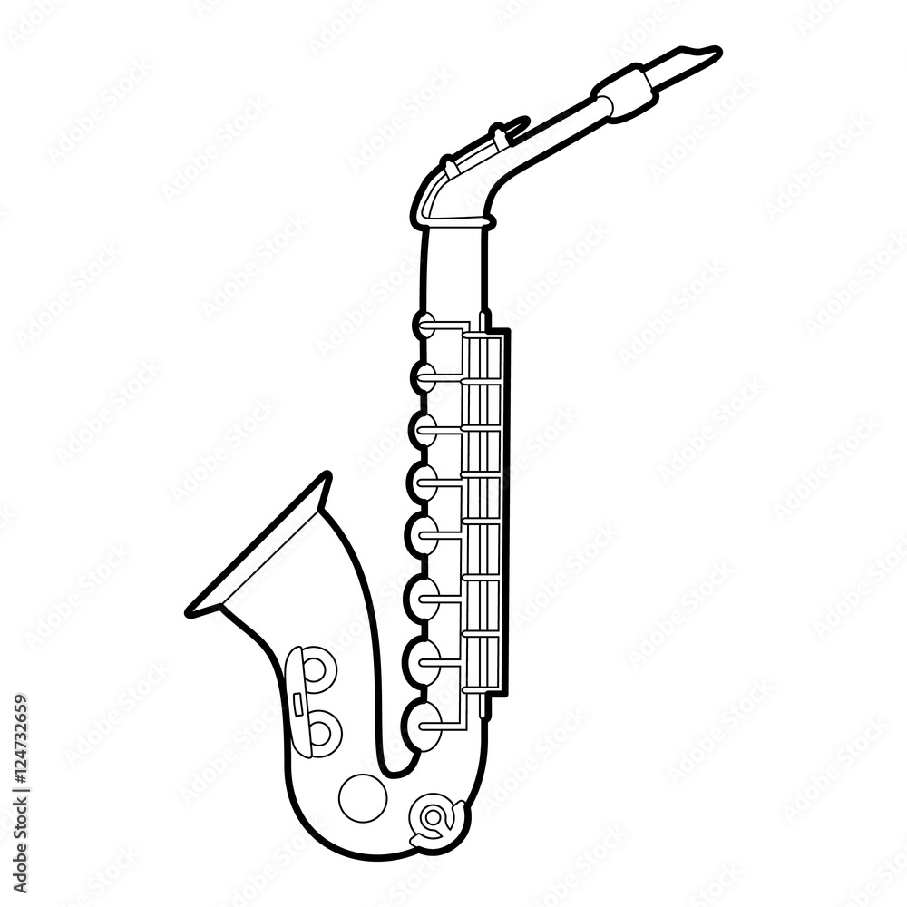 Naklejka premium Saxophone icon. Outline illustration of saxophone vector icon for web