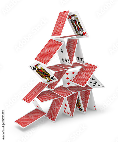 House of cards tower 3D collapsing