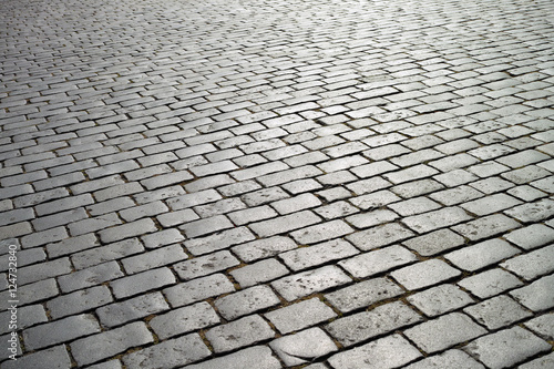 Stone pavement texture. Photo taken in Prague. Pavement in the streets of Prague