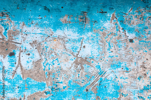 old peeling paint on old blue concrete wall background,Grunge blue wall background or texture