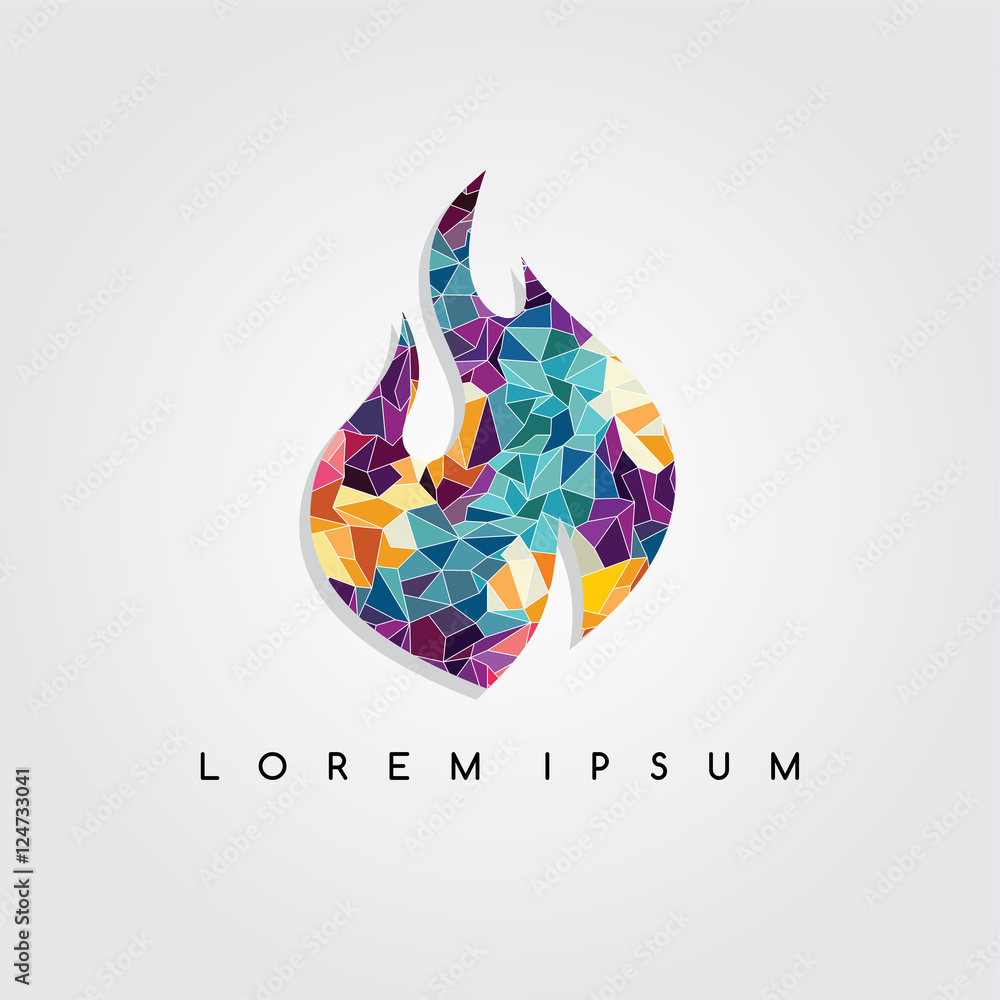 Obraz premium Abstract fire flame logo colorful triangle geometrical