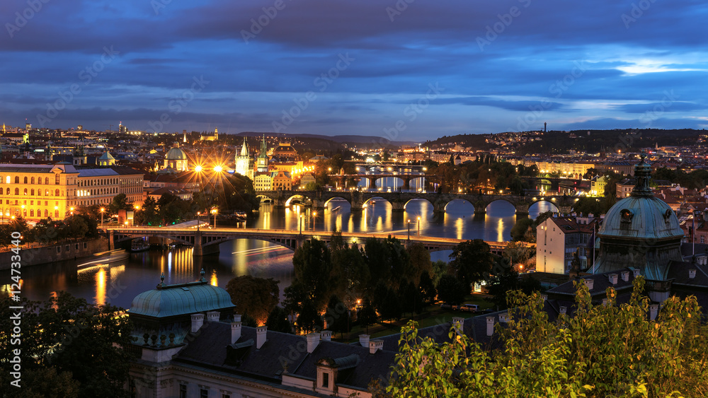 Night view of Prague, Czech Republic