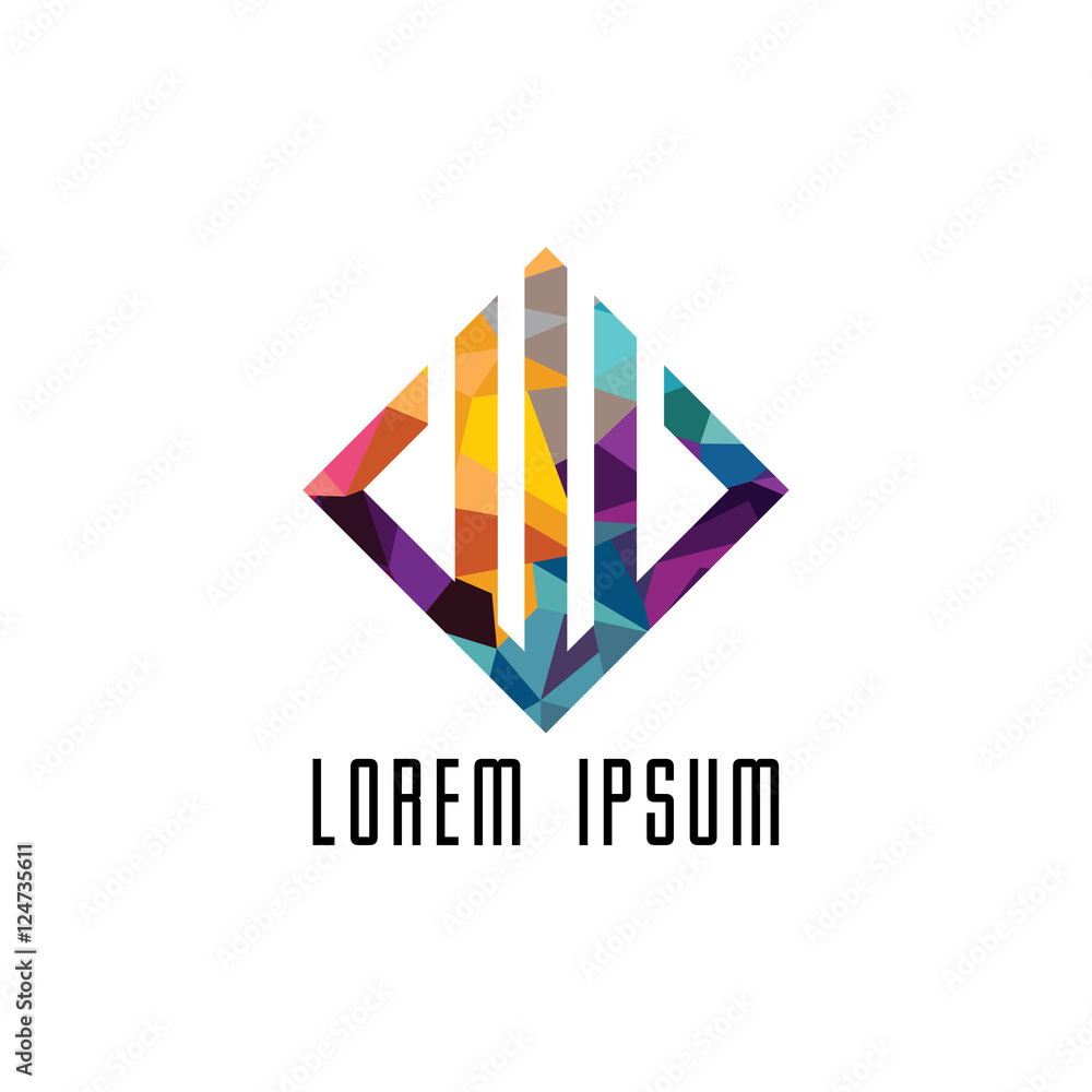 Abstract colorful triangle geometrical logo logotype template