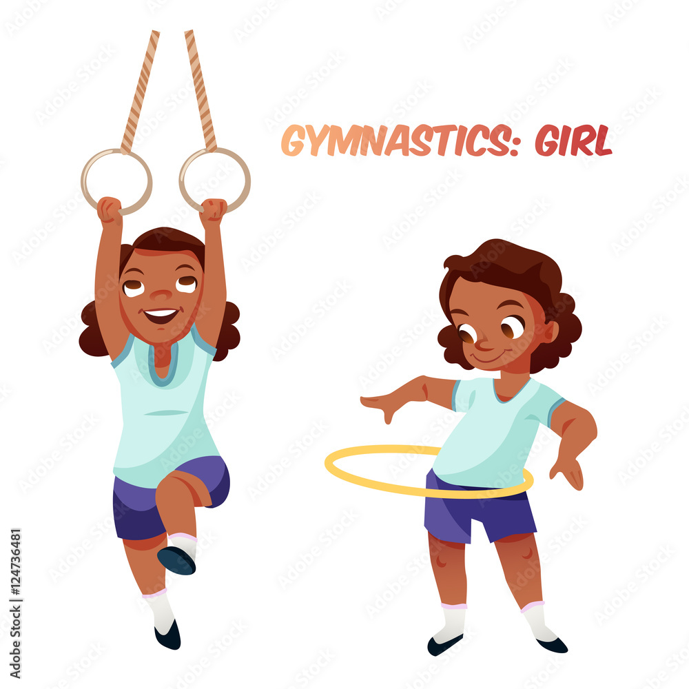African american girl doing gymnastic exercises