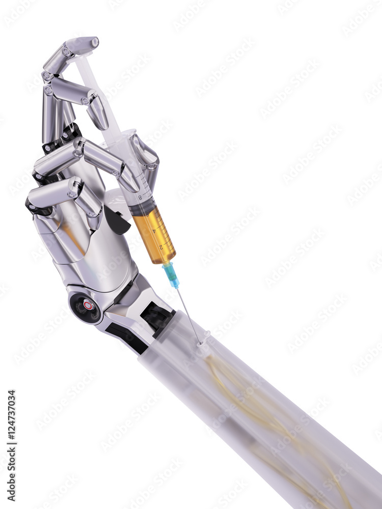 Motor Oil in Vessels of Robot Concept 3d Illustration Motor Oil in Vessels of Robot Concept 3d Illustration