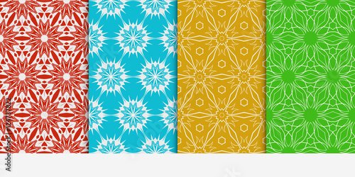 Set of seamless floral color pattern. ethnic ornament. Flower style. Vector illustration. Texture for design