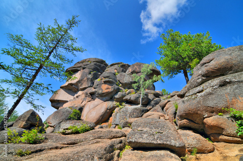 Rock formations in the Stolby reserve in of vicinities of Krasnoyarsk 