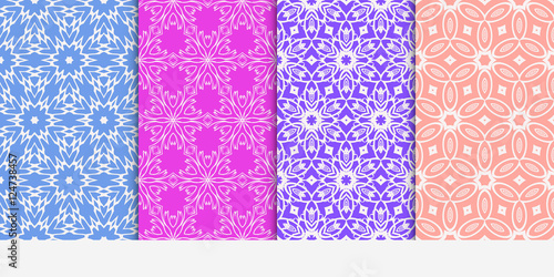 Set of seamless floral color pattern. ethnic ornament. Flower style. Vector illustration.
