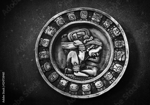 Carved Mayan calendar photo