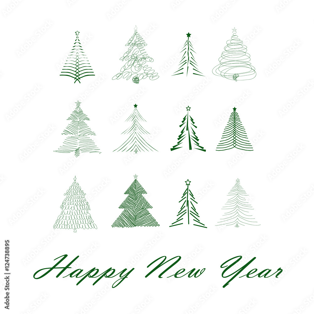 Obraz premium Christmas trees set