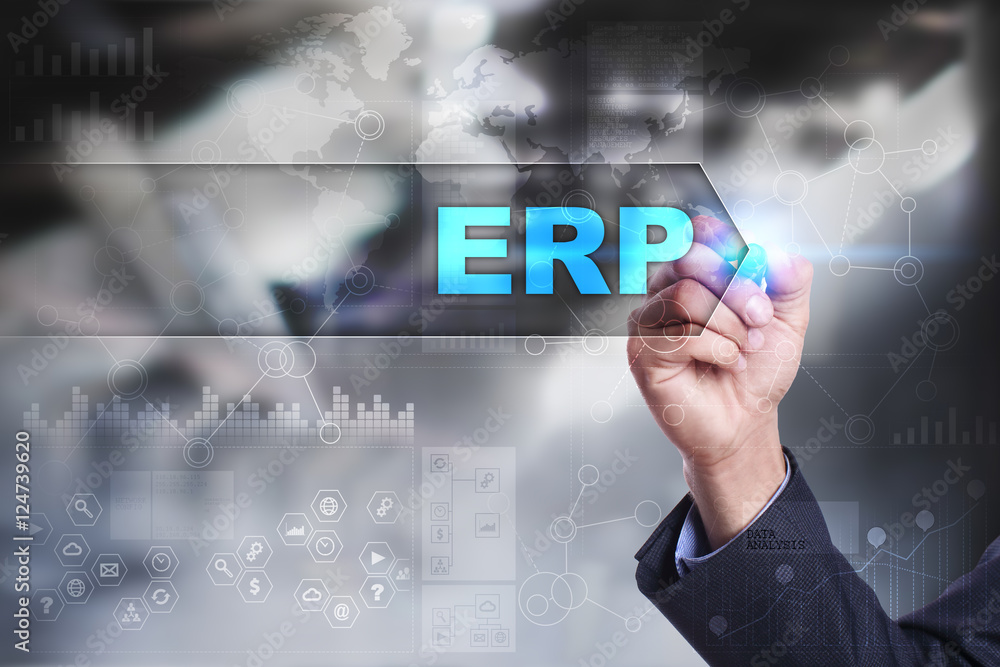 Business is drawing on virtual screen. erp concept. Business is drawing on virtual screen. erp concept.