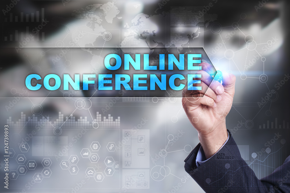Business is drawing on virtual screen. online conference concept. Business is drawing on virtual screen. online conference concept.