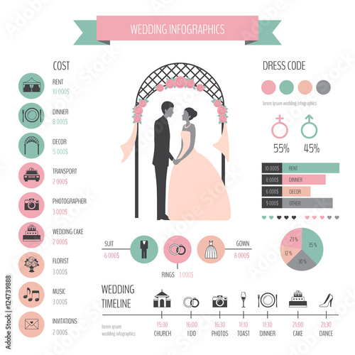 Wedding vector set with graphic elements