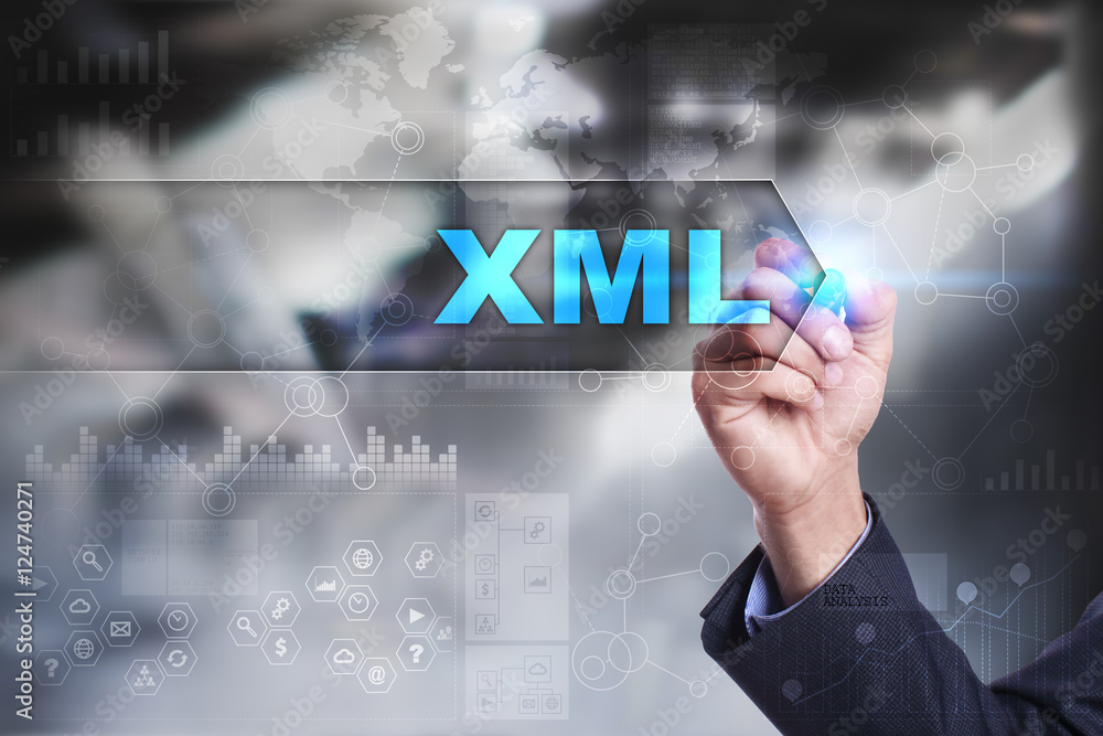 Business is drawing on virtual screen. xml concept. Business is drawing on virtual screen. xml concept.