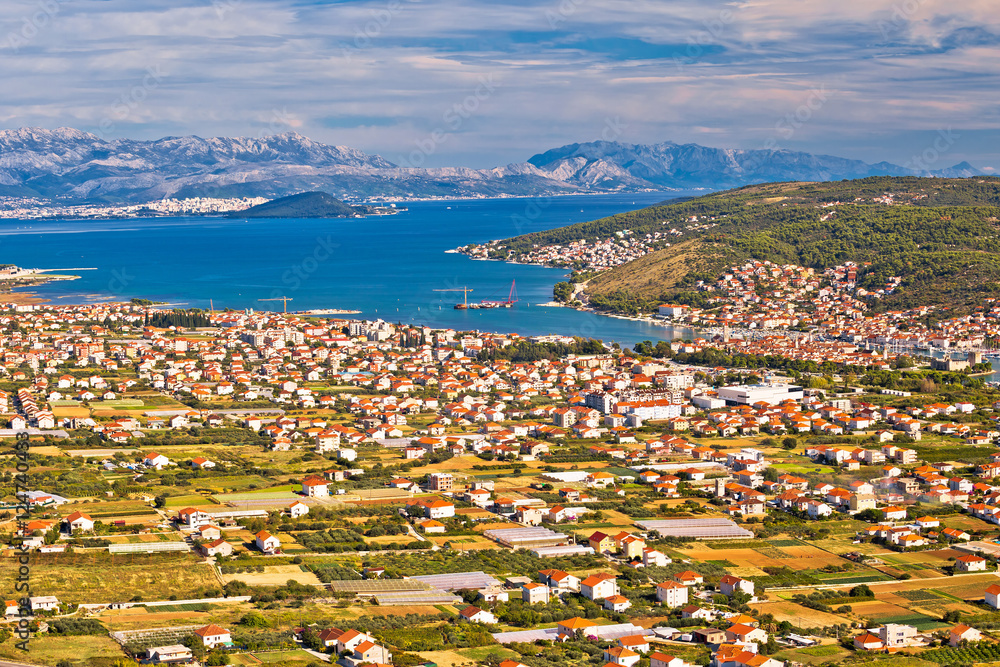 Aerial panorama of Trogir and Kastela bay