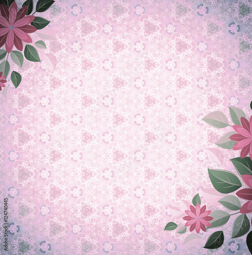 Vintage vignette with floral corners cream