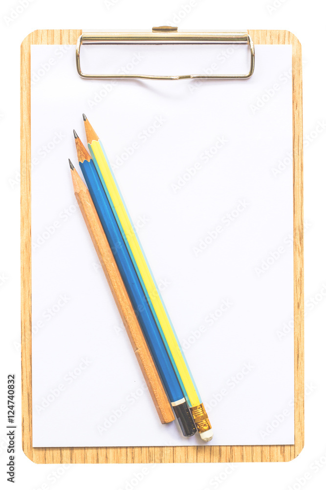 Notepad with pencils isolated on white background Notepad with pencils isolated on white background
