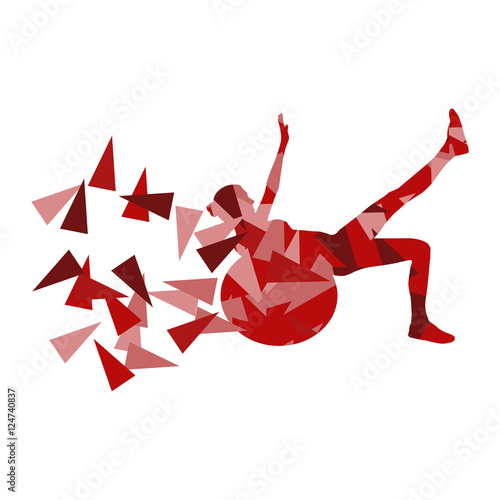 Woman fitness ball exercise workout vector background abstract i
