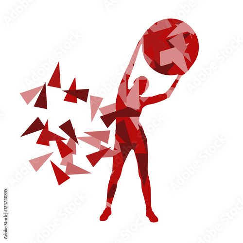 Woman fitness ball exercise workout vector background abstract i